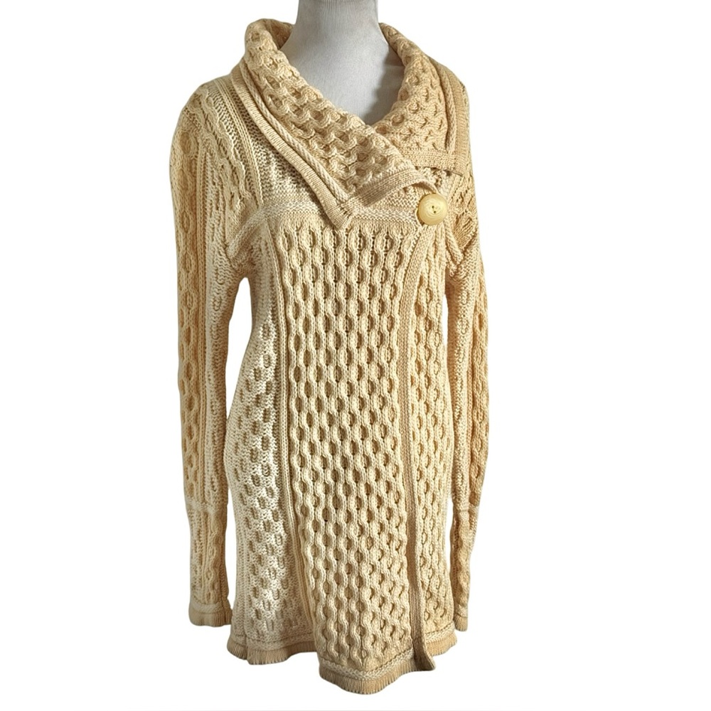 Vintage Ireland Merino Wool Sweater Cream Beige Deadstock Woman’s XS Arancrafts